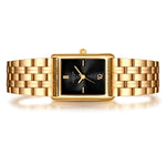 Damen Uhr Haidhausen schwarz mit Edelstahl-Armband gold