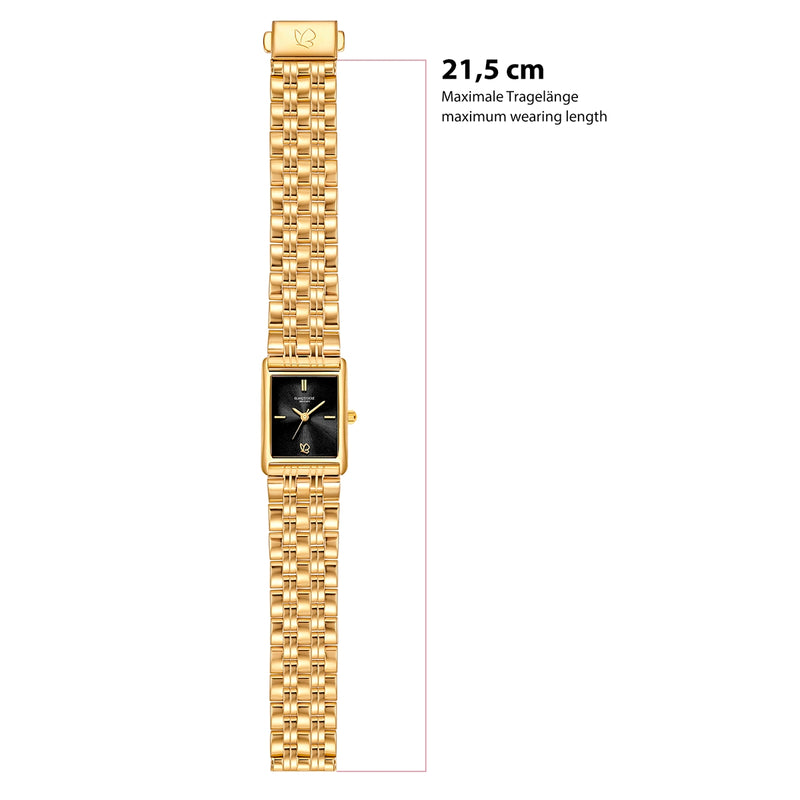 Damen Uhr Haidhausen schwarz mit Edelstahl-Armband gold