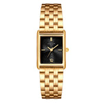 Damen Uhr Haidhausen schwarz mit Edelstahl-Armband gold