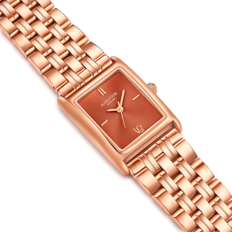 Damen Uhr Haidhausen braun mit Edelstahl-Armband gold