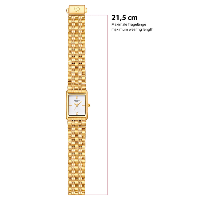 Damen Uhr Haidhausen weiß mit Edelstahl-Armband gold