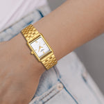 Damen Uhr Haidhausen weiß mit Edelstahl-Armband gold