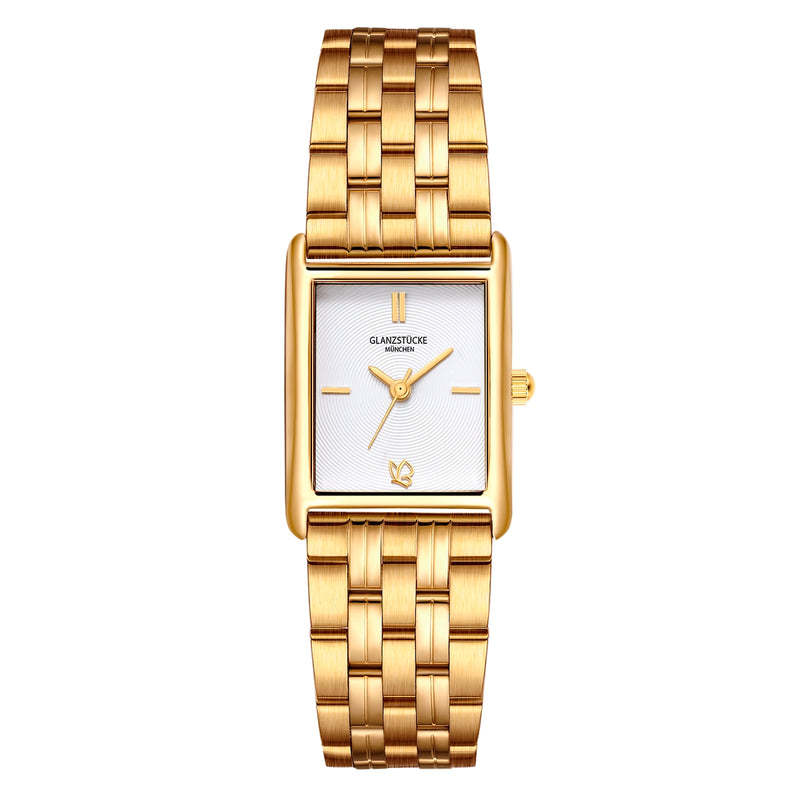 Damen Uhr Haidhausen weiß mit Edelstahl-Armband gold