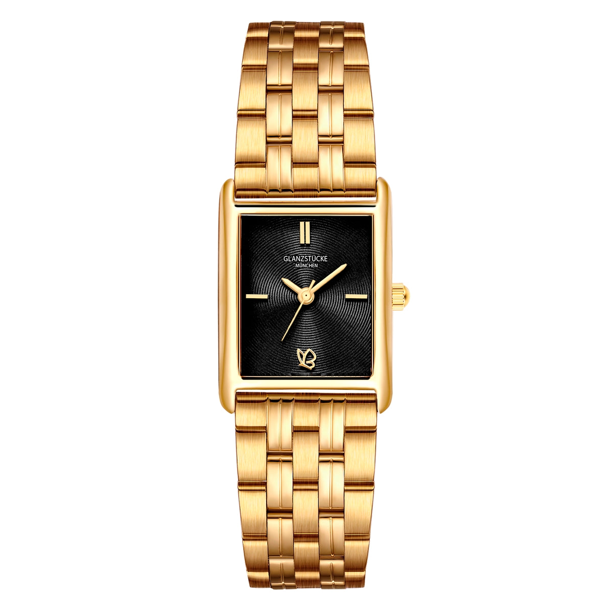 Damen Uhr Haidhausen schwarz mit Edelstahl-Armband gold