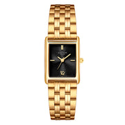 Damen Uhr Haidhausen schwarz mit Edelstahl-Armband gold