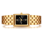 Damen Uhr Haidhausen schwarz mit Edelstahl-Armband gold