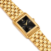 Damen Uhr Haidhausen schwarz mit Edelstahl-Armband gold