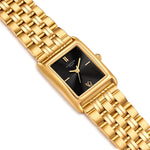 Damen Uhr Haidhausen schwarz mit Edelstahl-Armband gold