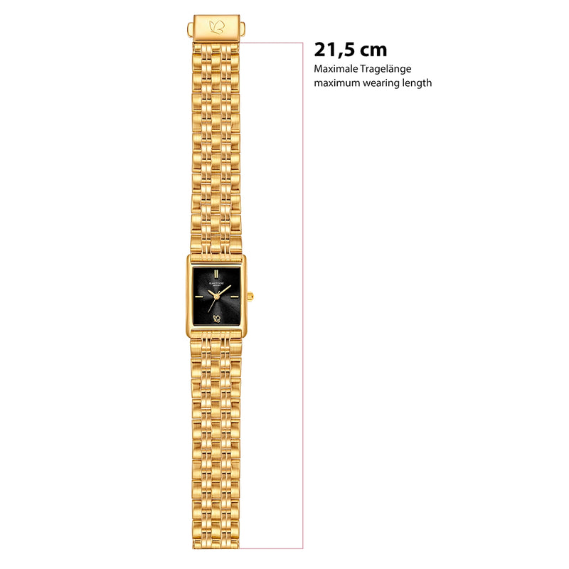 Damen Uhr Haidhausen schwarz mit Edelstahl-Armband gold