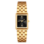 Damen Uhr Haidhausen schwarz mit Edelstahl-Armband gold