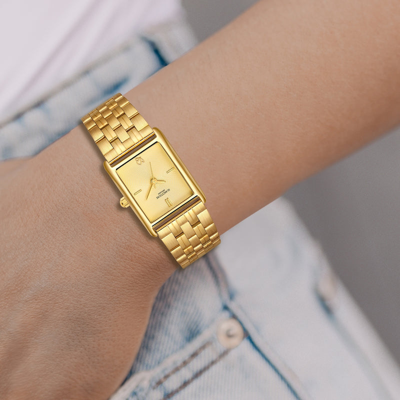 Damen Uhr Haidhausen champagner mit Edelstahl-Armband gold
