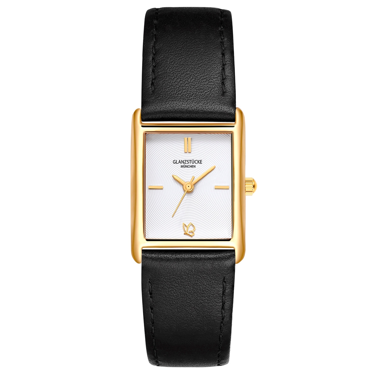 Damen Uhr Haidhausen weiß mit Leder-Armband schwarz