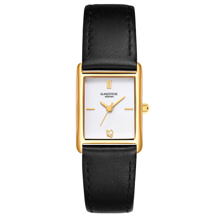 Damen Uhr Haidhausen weiß mit Leder-Armband schwarz