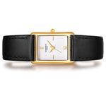 Damen Uhr Haidhausen weiß mit Leder-Armband schwarz