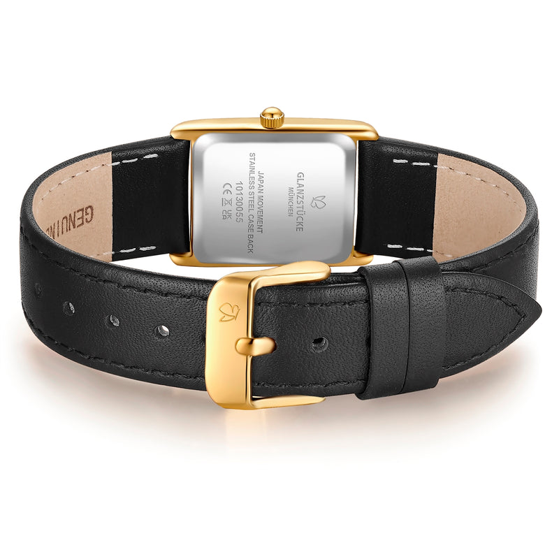 Damen Uhr Haidhausen weiß mit Leder-Armband schwarz