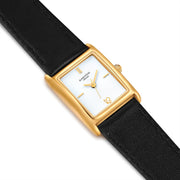 Damen Uhr Haidhausen weiß mit Leder-Armband schwarz