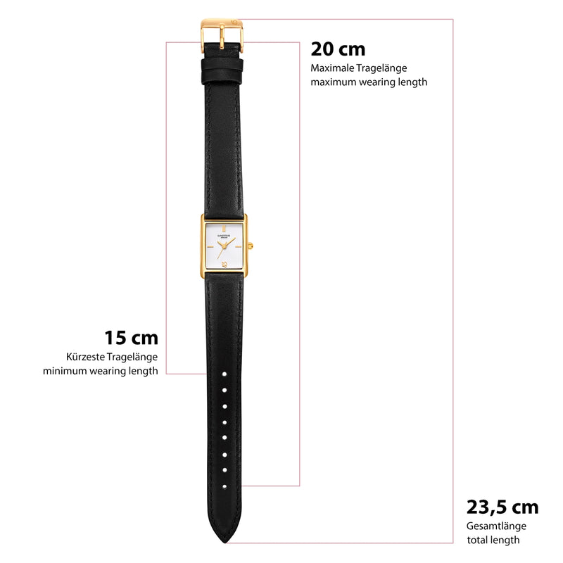 Damen Uhr Haidhausen weiß mit Leder-Armband schwarz