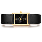 Damen Uhr Haidhausen schwarz mit Leder-Armband schwarz
