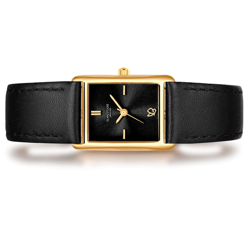 Damen Uhr Haidhausen schwarz mit Leder-Armband schwarz
