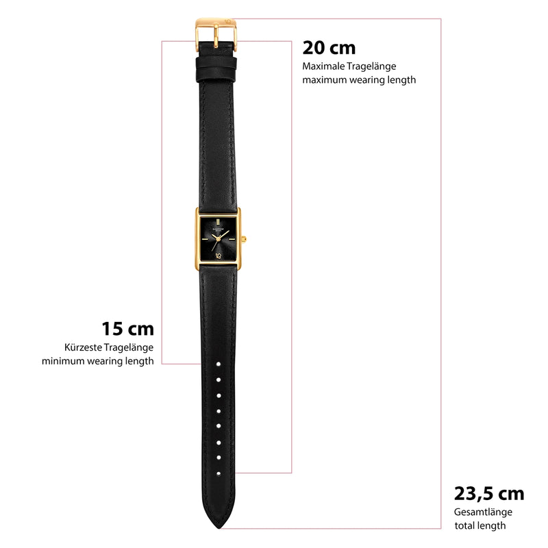 Damen Uhr Haidhausen schwarz mit Leder-Armband schwarz
