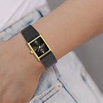Damen Uhr Haidhausen schwarz mit Leder-Armband schwarz
