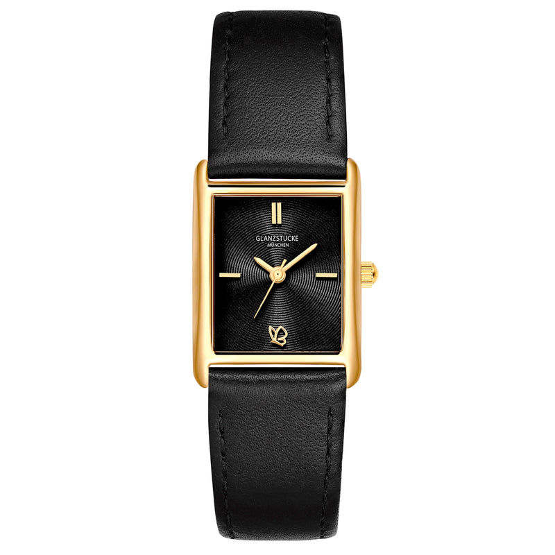 Damen Uhr Haidhausen schwarz mit Leder-Armband schwarz