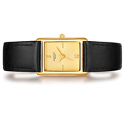 Damen Uhr Haidhausen champagner mit Leder-Armband schwarz – Ansicht 2