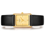 Damen Uhr Haidhausen champagner mit Leder-Armband schwarz