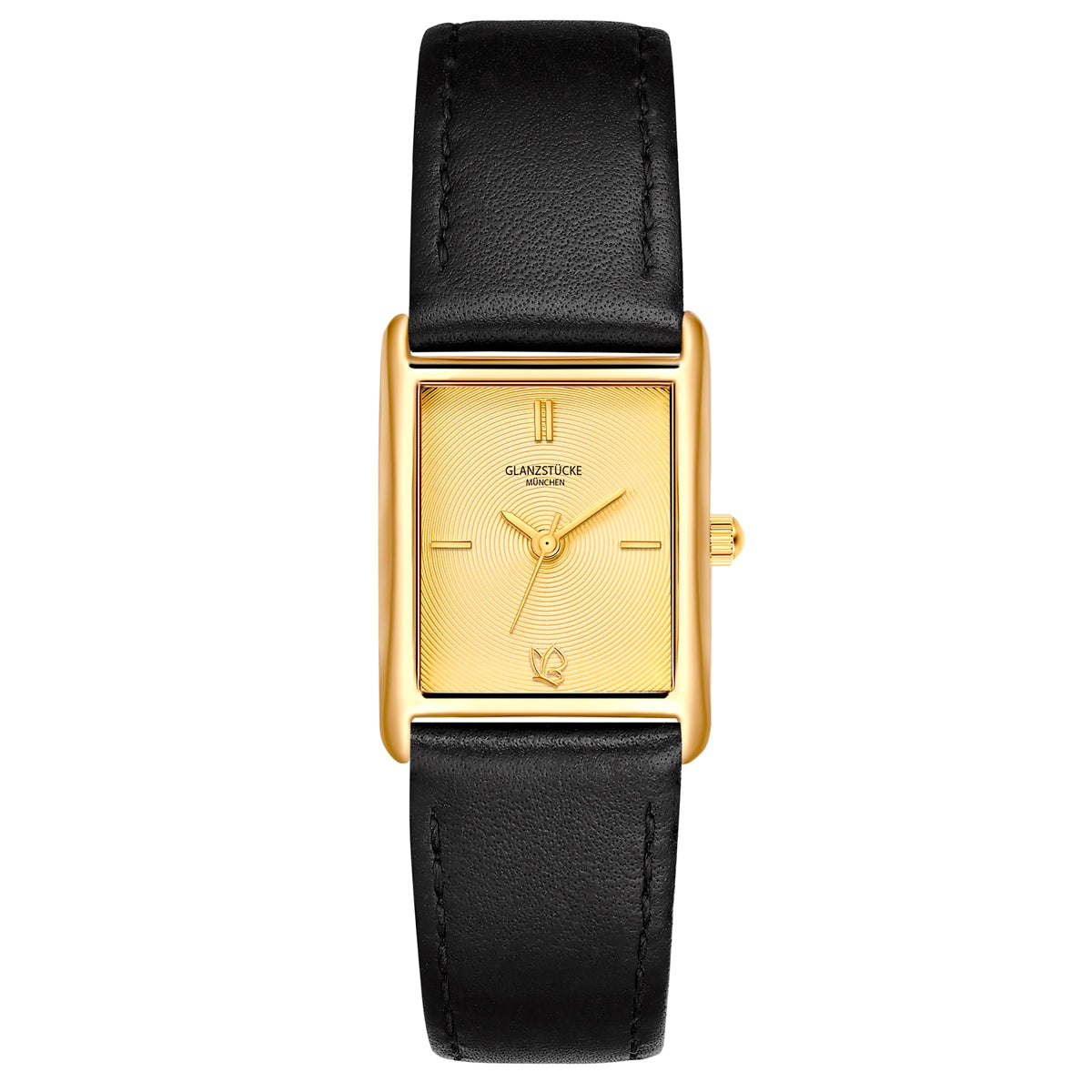 Damen Uhr Haidhausen champagner mit Leder-Armband schwarz