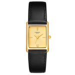 Damen Uhr Haidhausen champagner mit Leder-Armband schwarz