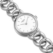 Damen Uhr Ludwigvorstadt weiß mit Edelstahl-Armband silber