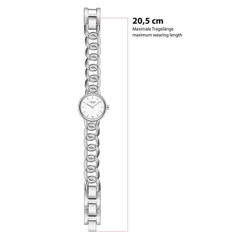 Damen Uhr Ludwigvorstadt weiß mit Edelstahl-Armband silber