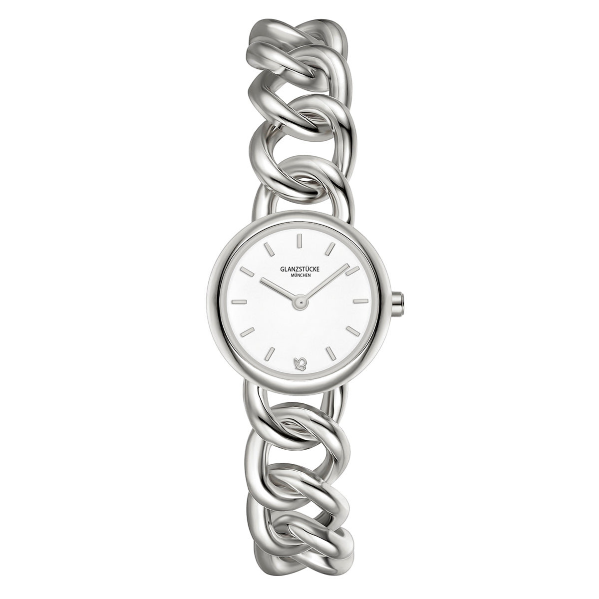 Damen Uhr Ludwigvorstadt weiß mit Edelstahl-Armband silber