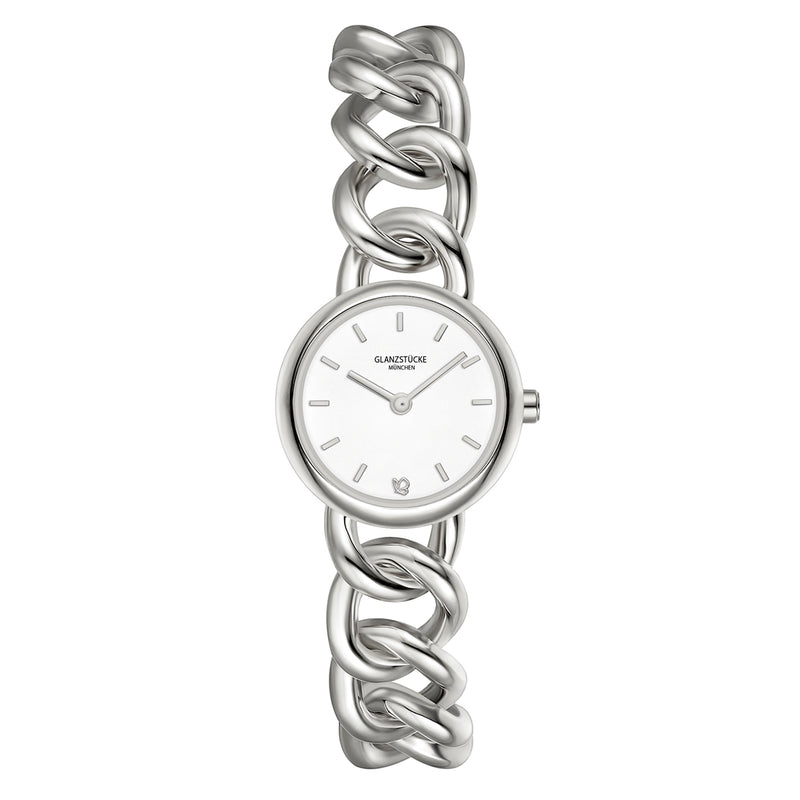 Damen Uhr Ludwigvorstadt weiß mit Edelstahl-Armband silber
