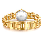 Damen Uhr Ludwigvorstadt weiß mit Edelstahl-Armband gold
