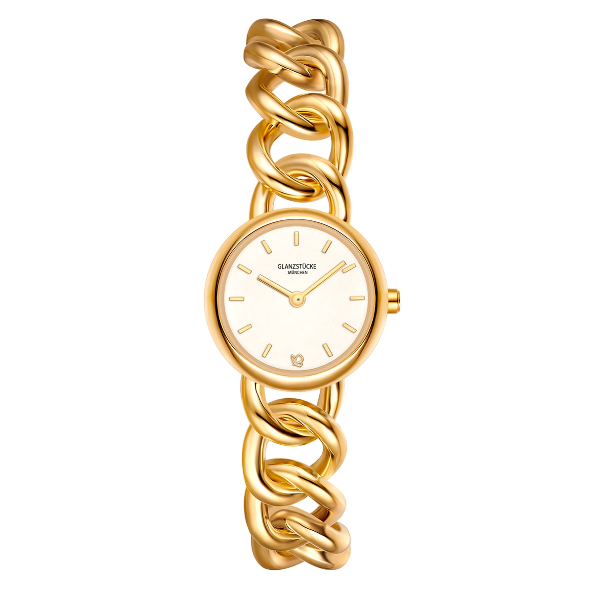 Damen Uhr Ludwigvorstadt weiß mit Edelstahl-Armband gold