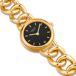 Damen Uhr Ludwigvorstadt schwarz mit Edelstahl-Armband gold