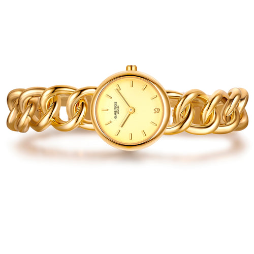 Damen Uhr Ludwigvorstadt champagner mit Edelstahl-Armband gold