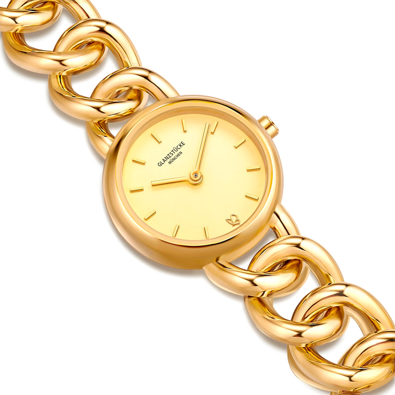 Damen Uhr Ludwigvorstadt champagner mit Edelstahl-Armband gold