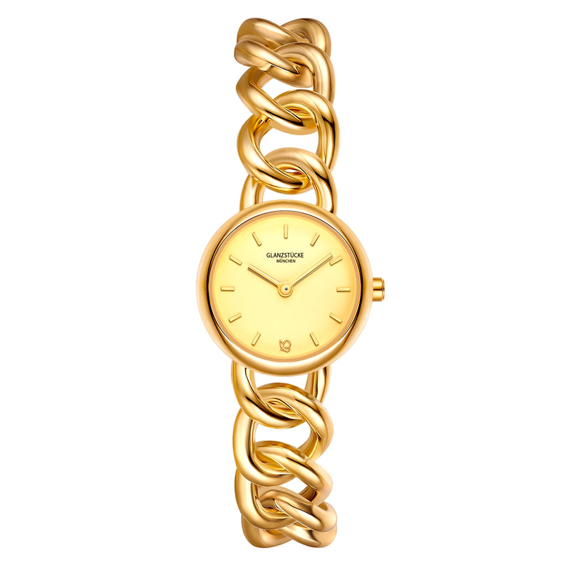 Damen Uhr Ludwigvorstadt champagner mit Edelstahl-Armband gold