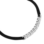 Textilarmband schwarz Panzerkette silber