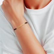Armband Textil schwarz Panzerkette gold