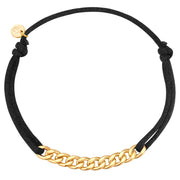 Armband Textil schwarz Panzerkette gold