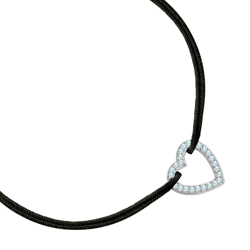 Textilarmband schwarz HERZ mit Zirkonia