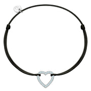 Textilarmband schwarz HERZ mit Zirkonia