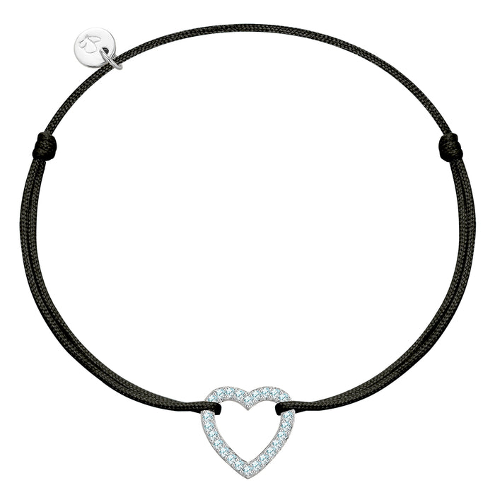 Textilarmband schwarz HERZ mit Zirkonia