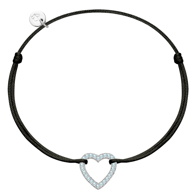 Textilarmband schwarz HERZ mit Zirkonia