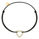 Textil Armband schwarz HERZ mit Zirkonia gold