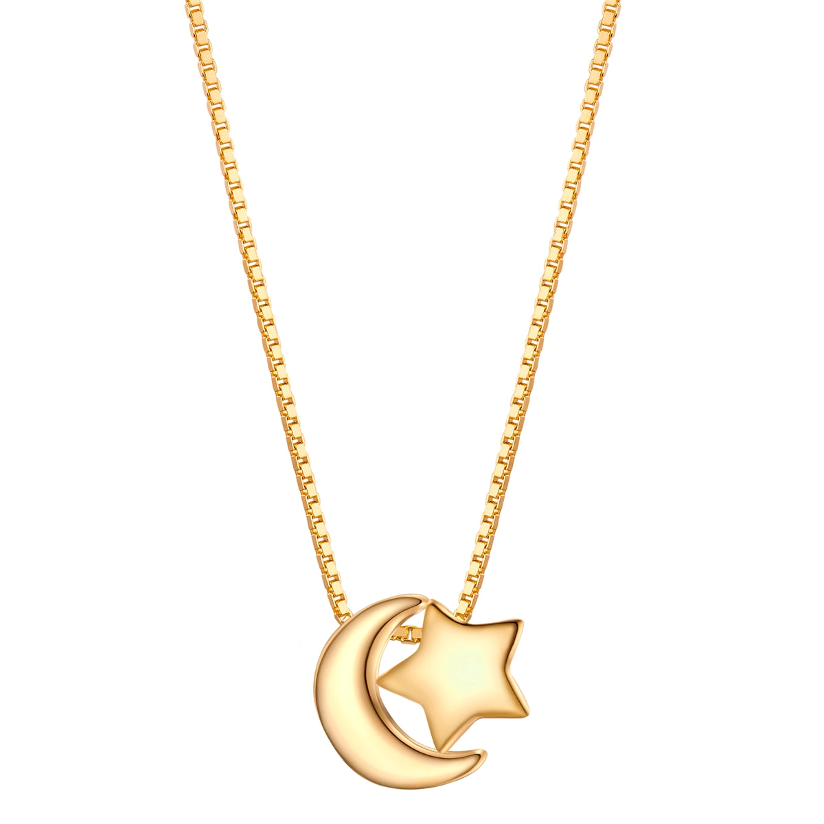 Kette mit Anhänger Mond & Sterne gold