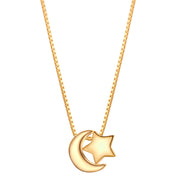 Kette mit Anhänger Mond & Sterne gold
